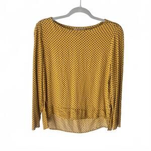 Philosophy Mustard Yellow Polka Dot Long Sleeve Blouse